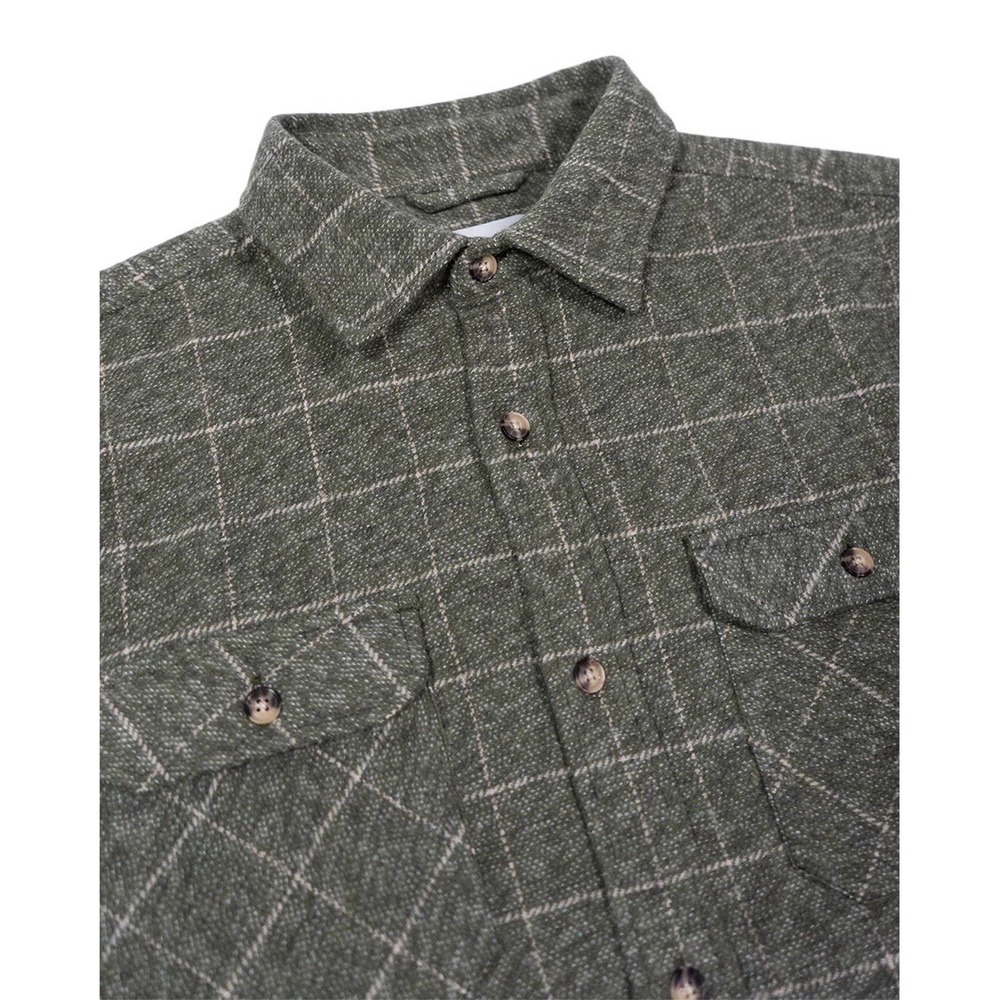 Musk Ox Mens Small The Grande Flannel Moss Windowpane 100% Cotton New With Tags - Picture 2 of 7